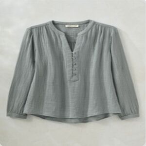 Coldwater Creek Soft Blue 100% Cotton Gauze Popover EUC